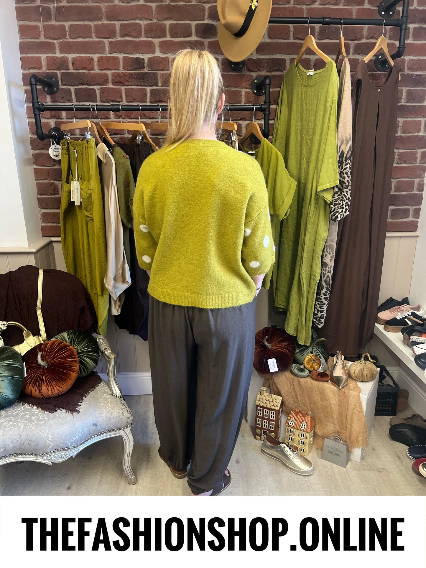 Leanne olive spot wool mix jumper 10-16