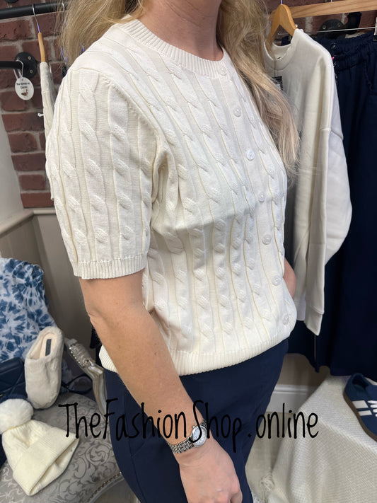 Jasmine cream cable knit button top 8-16