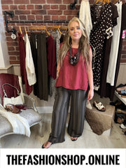 Belle brown striped wide legged trousers 8-14