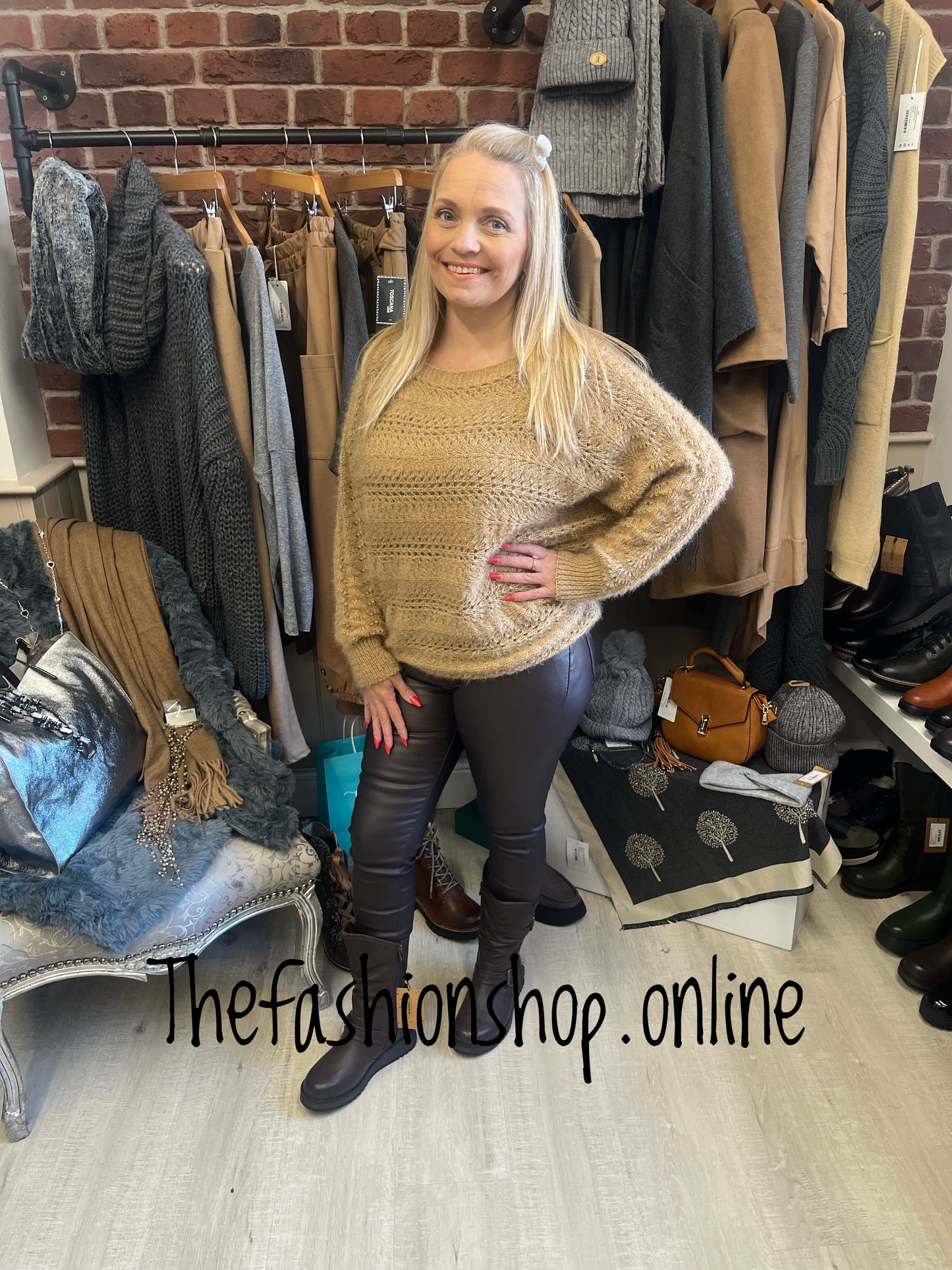 Camel wool mix knitted jumper 8-16