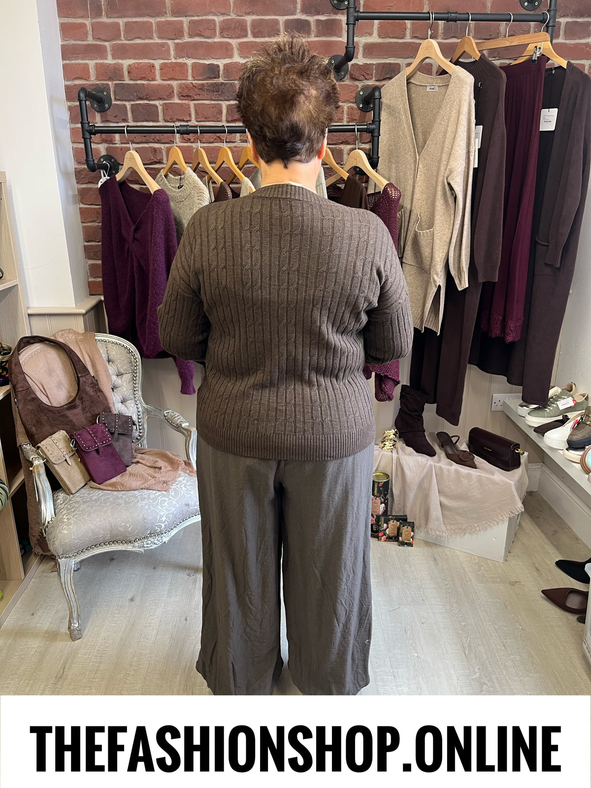 Alison brown cable knit button jumper 10-18