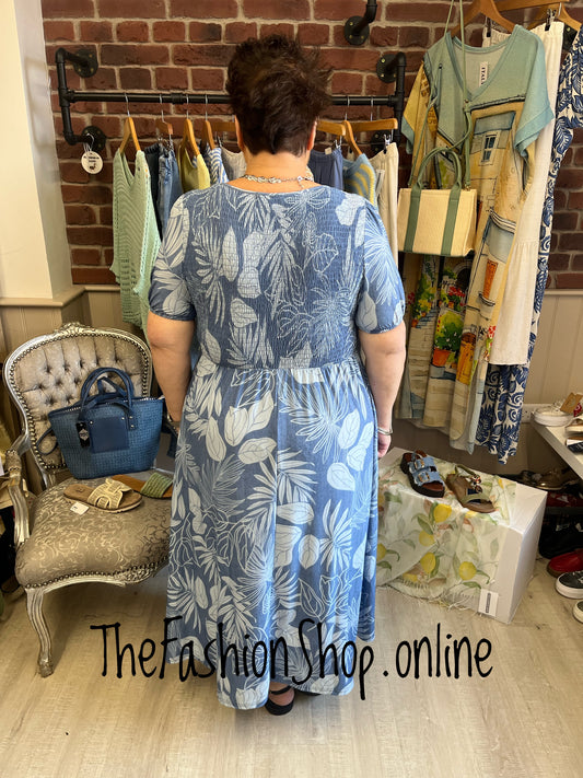 Maya denim blue midi dress sizes 10-12, 14-16 and 18