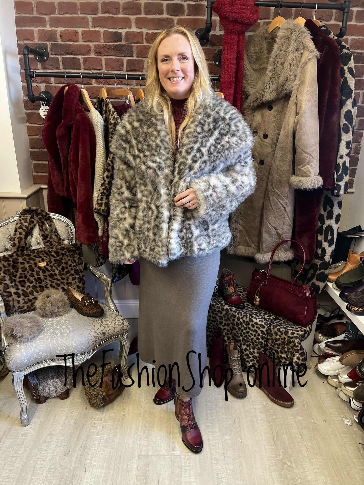 Amelia leopard faux fur jacket 12-18
