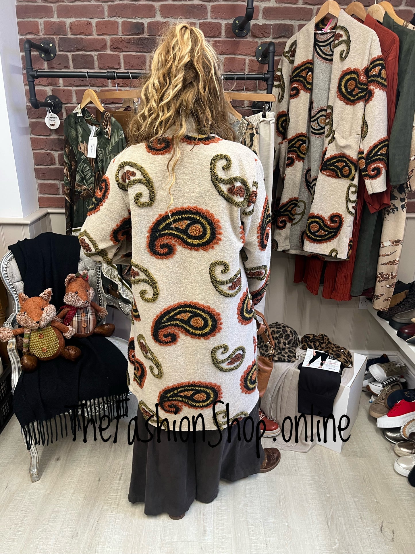 Lucy beige paisley wool mix coat 8-14