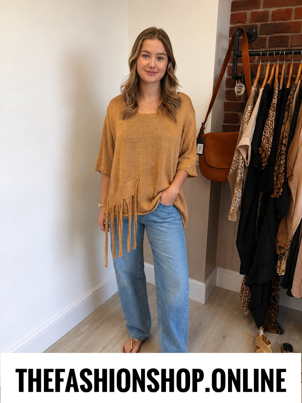 Camel tassel detail cotton jumper 12-18