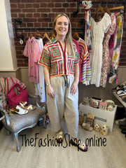 Roberta multicoloured crochet cardigan 8-10 and 12-14