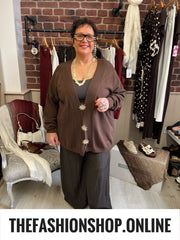 Sara brown wool mix cardigan 16-22