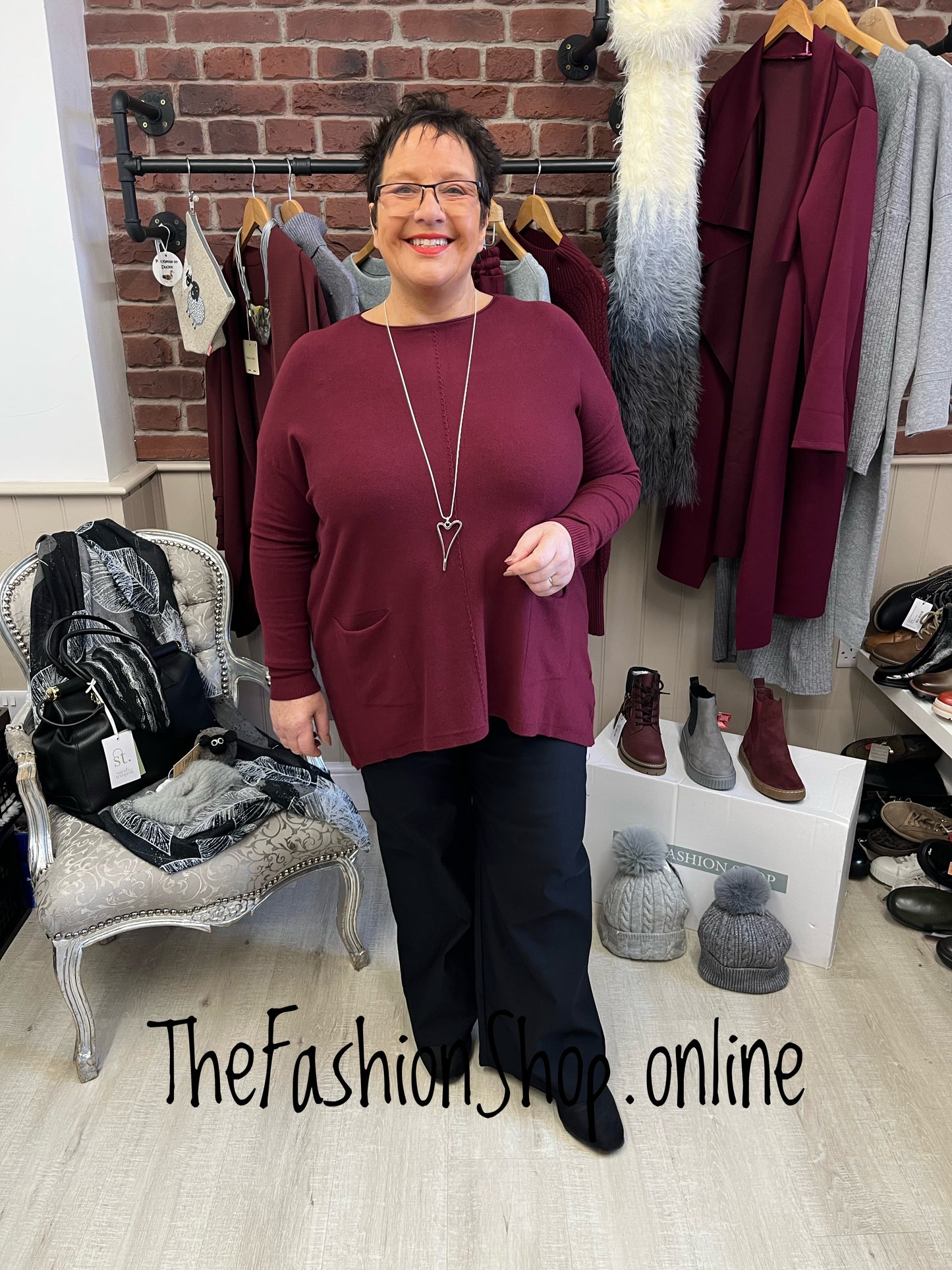 Hallie wine twin pocket jumper 14-22