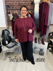 Hallie wine twin pocket jumper 14-22