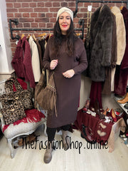 Milan brown turtle neck jumper dress 12-16