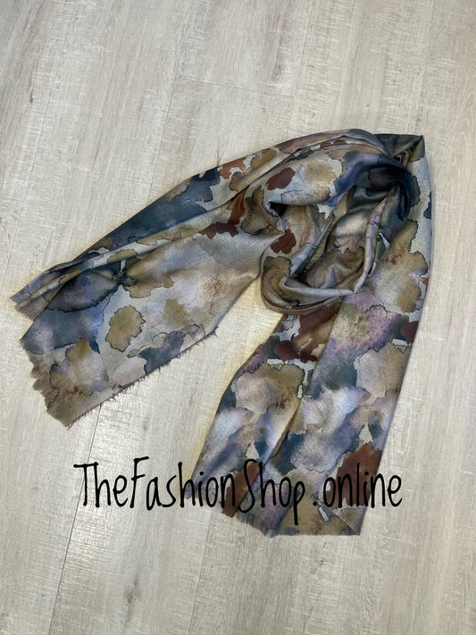 Red Cuckoo Earthy watercolour soft scarf