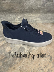 Jana navy vegan suede wide fit step in trainers sizes 4-8 (37-42)