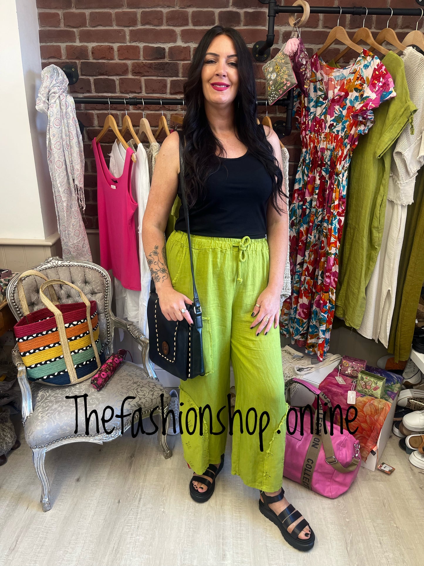 Kara olive linen trousers 12-18