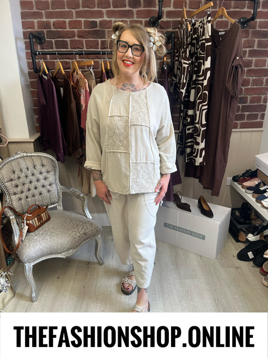 Amy beige cotton top 12-18