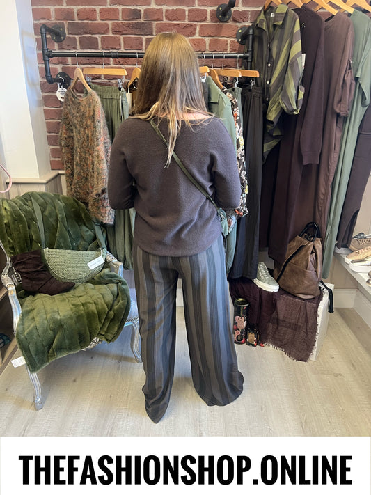 Belle brown striped wide legged trousers 8-14