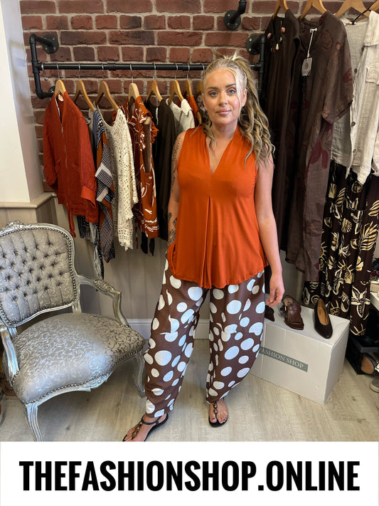 Francesca brown spot balloon trousers 8-14