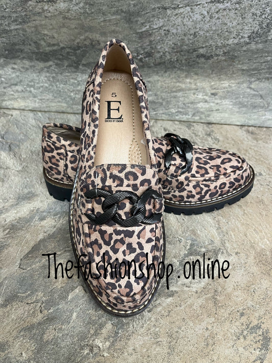 Adeline leopard print chain loafer sizes 4-8