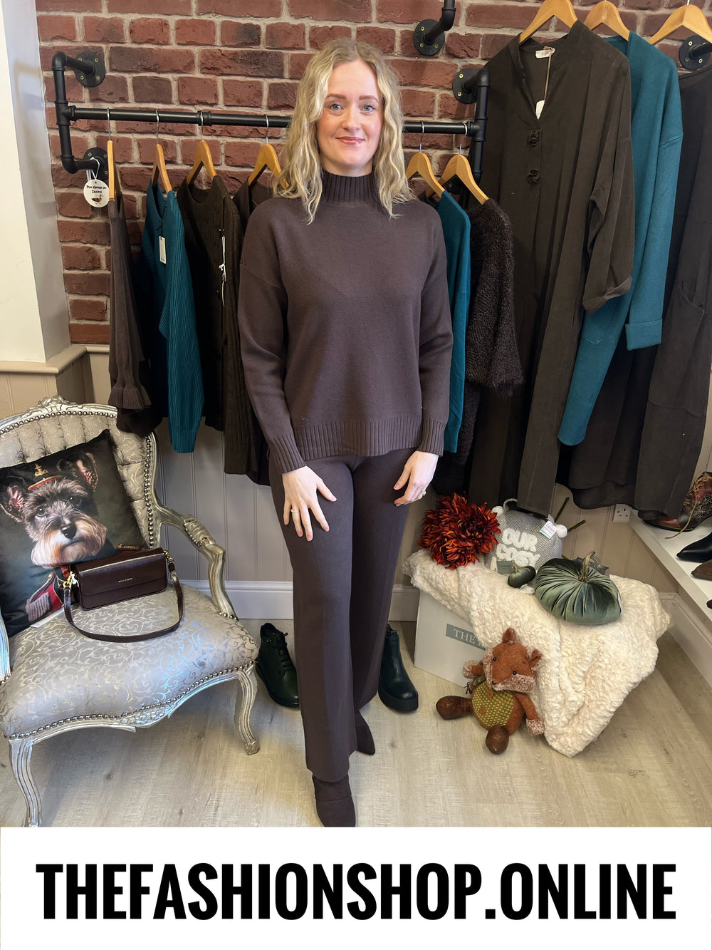 Larna brown cashmere mix co-ord 8-16
