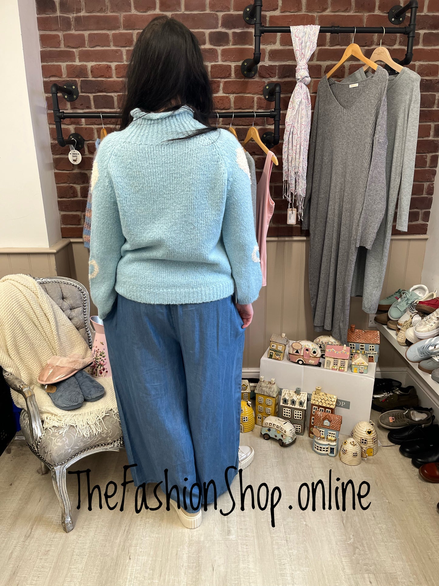 Kendra blue wool mix heart jumper 10-16