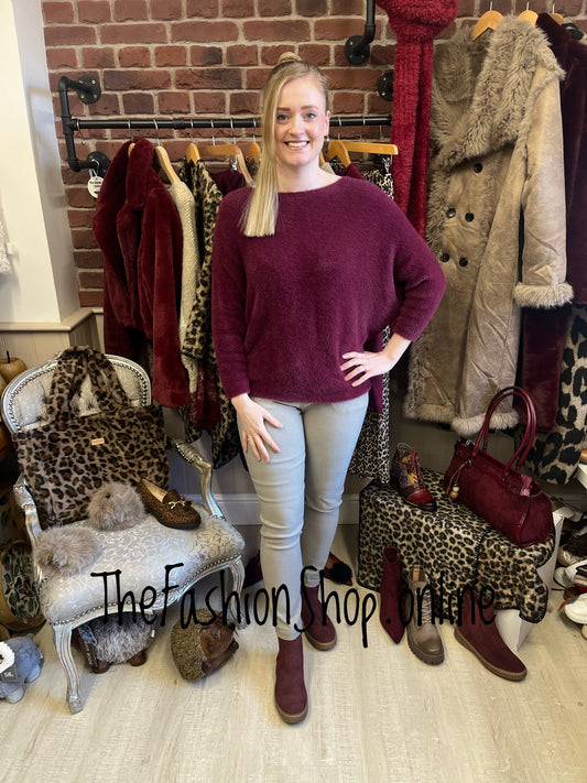 Tasha wine wool mix jumper 10-16