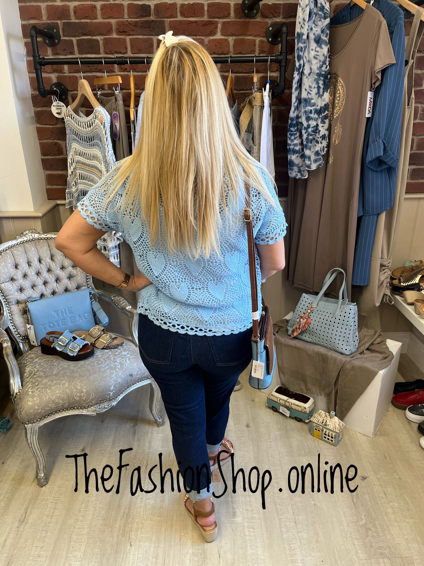 Karla blue hearts crochet top 8-14