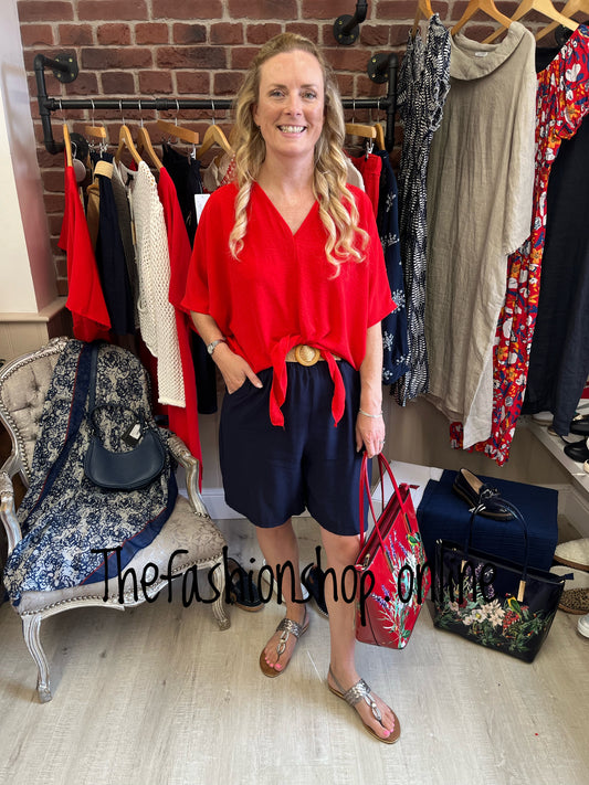Isabella red tie front top 12-16