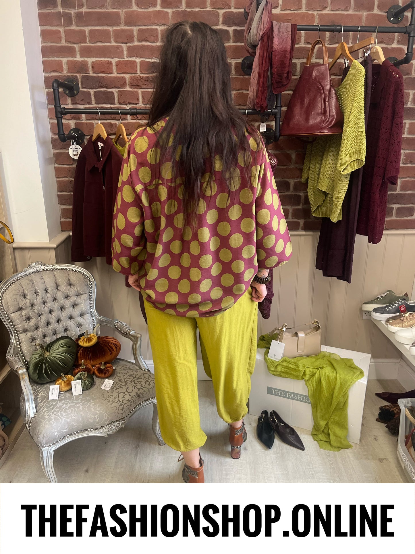 Lorena mulberry and olive spot tunic 14-20