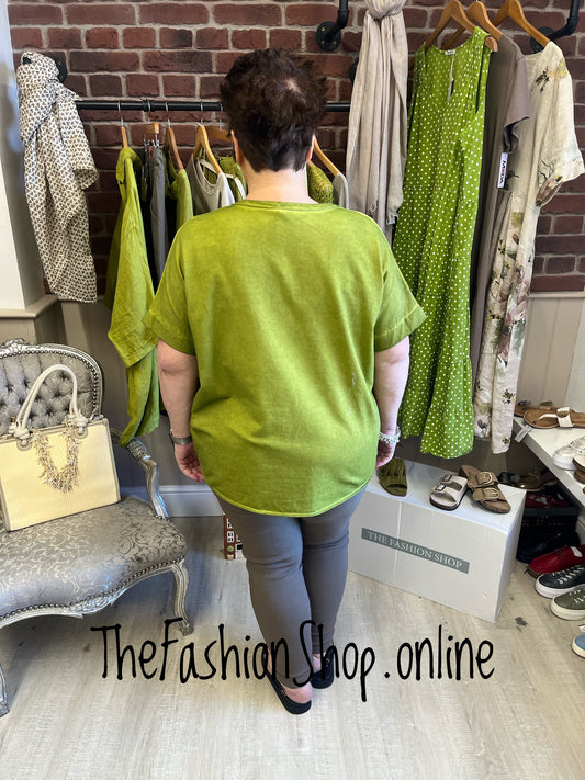 Amber lime lace detail top 14-20