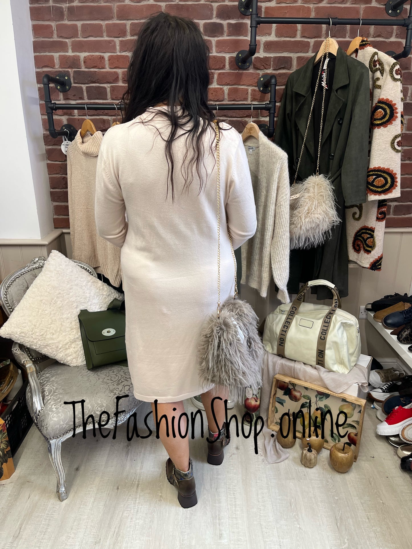 Esther cream cashmere mix jumper dress 12-16