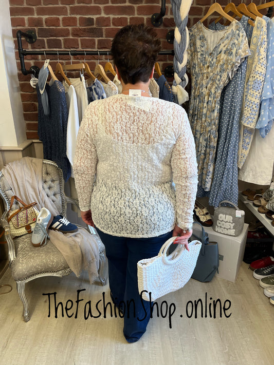 Bonnie white long sleeve lace top 14-20