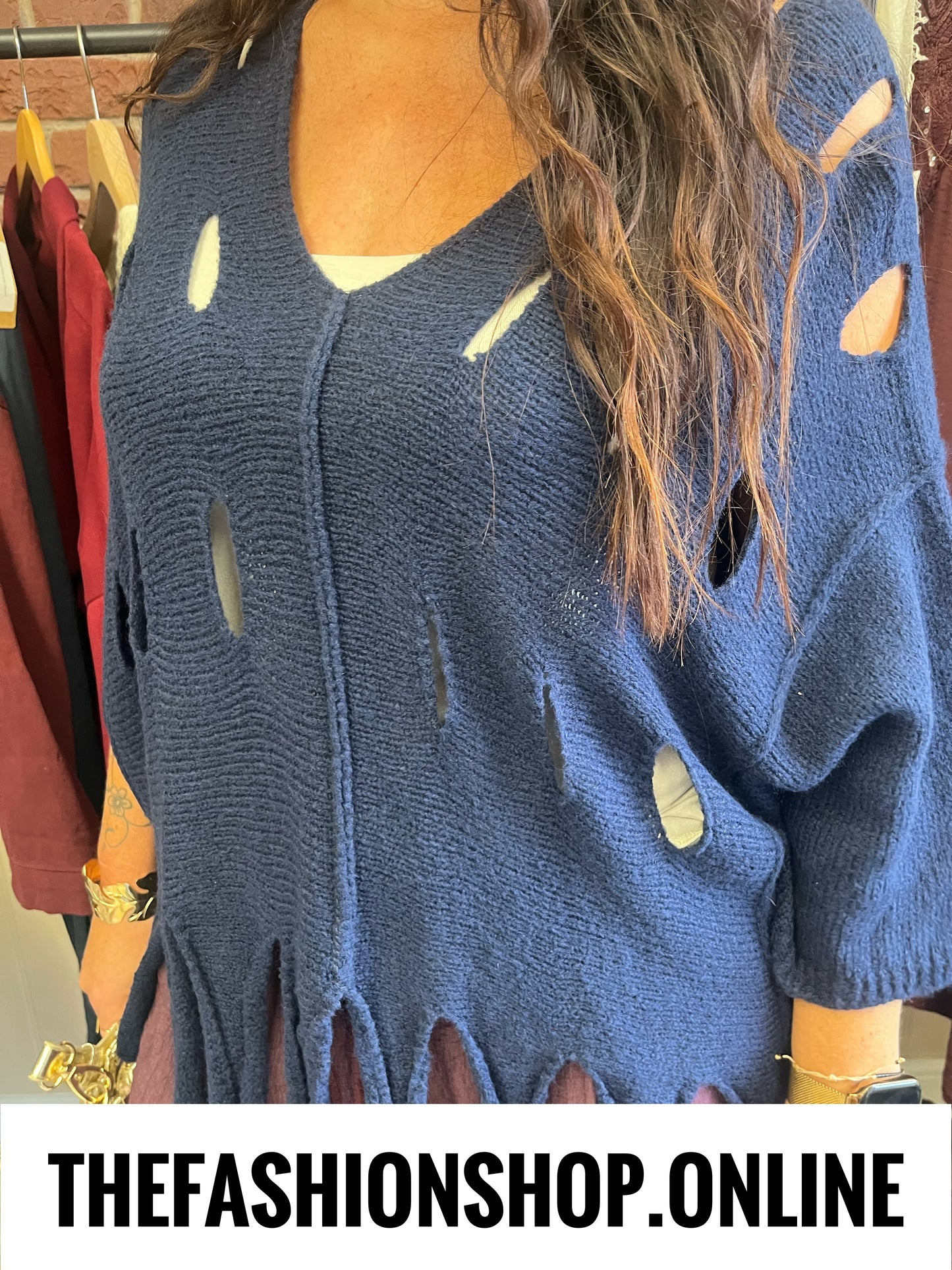 Rosalyn navy wool mix tassel jumper 10-18