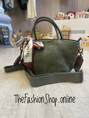 Lucy Khaki woven handle bag