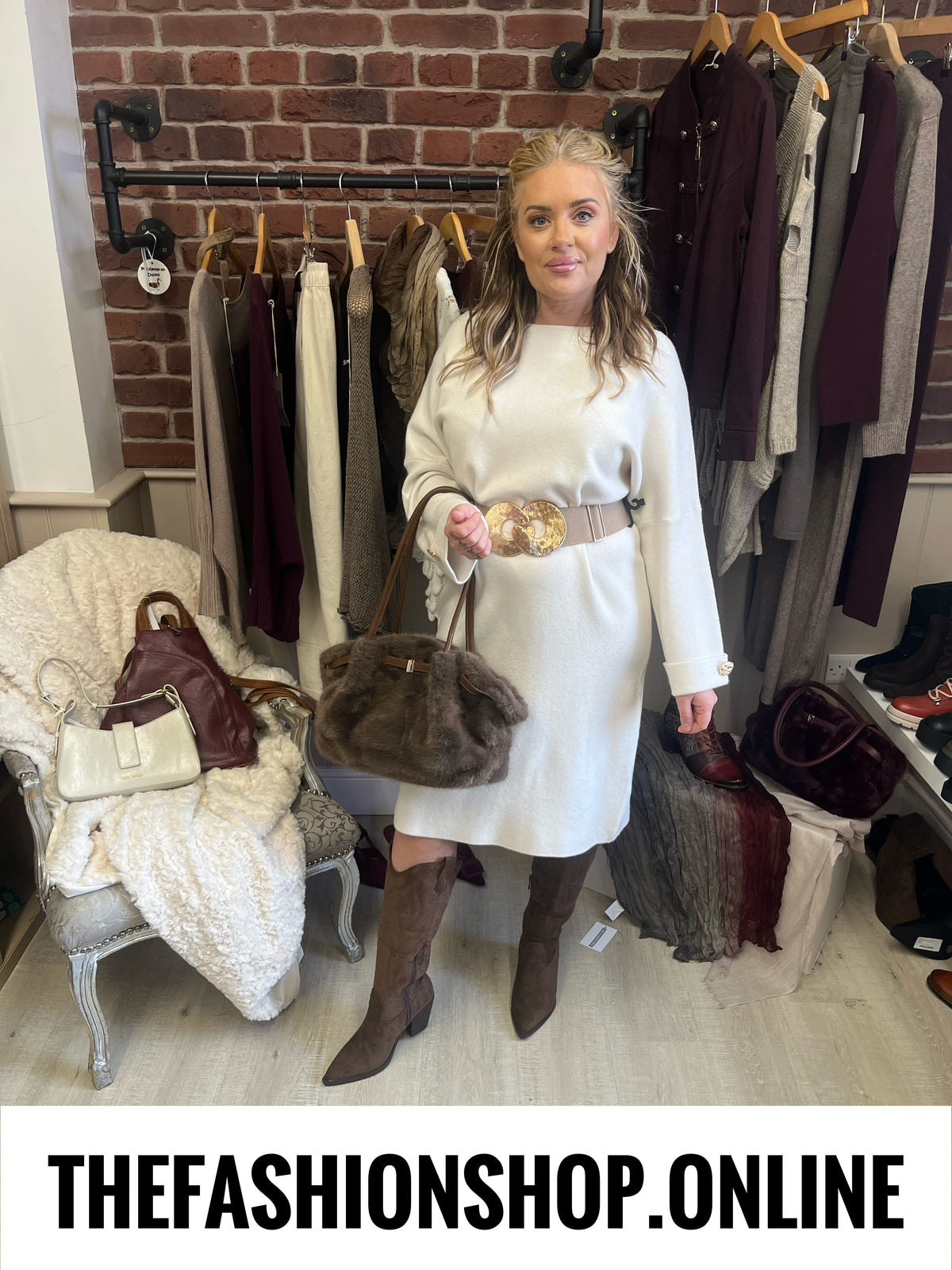 Sara cream cashmere mix jumper dress 12-16