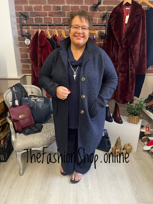 Sasha Navy Boucle Coat 14-22