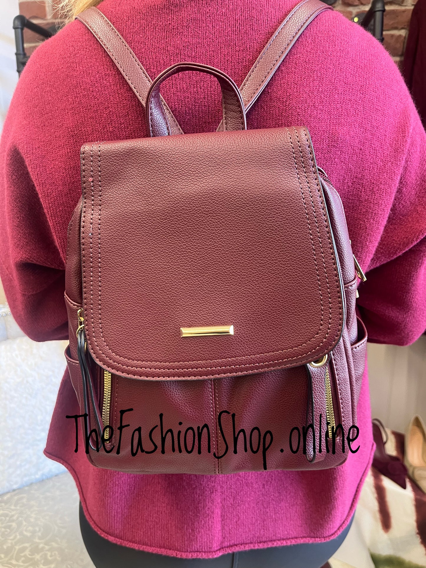 Sammy wine faux leather backpack
