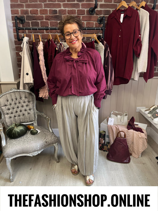 Casey wine tie neck blouse 14-18