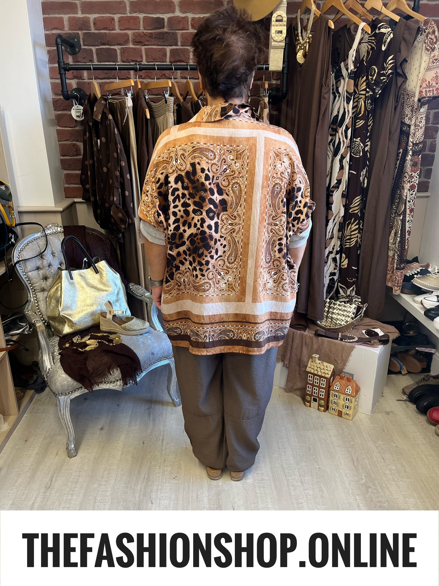 Miranda camel animal print shirt 16-22