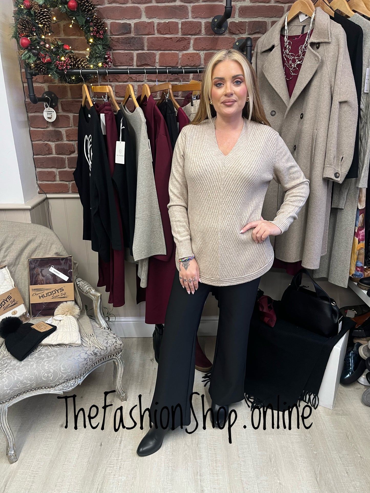 Lydia dark beige cashmere mix jumper 10-16