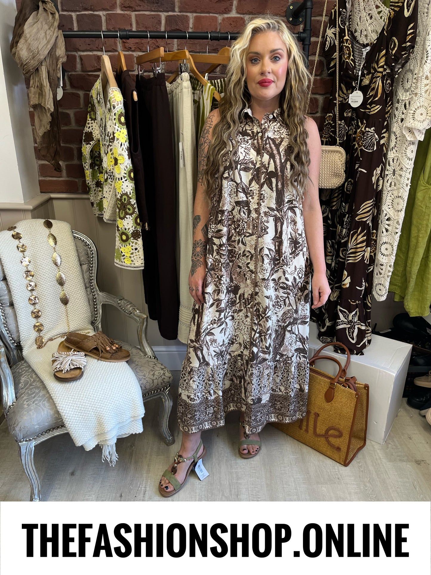 Olivia brown printed shirt dress sizes 12, 14 and 16