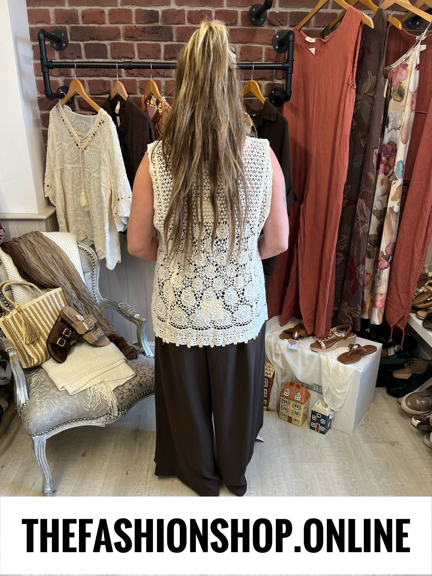 Isla cream crochet sleeveless top 10-18