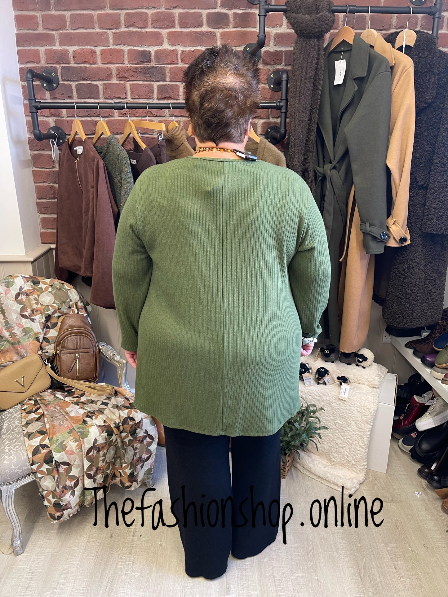 Cathy green ribbed swing top 18-24