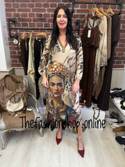 Frida Kahlo long sleeve shimmer dress 12-18