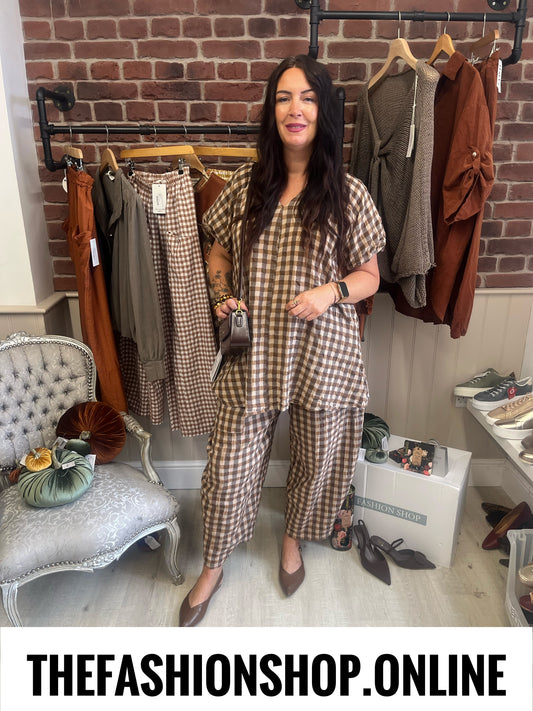 Astrid brown and mocha gingham tunic 8-16