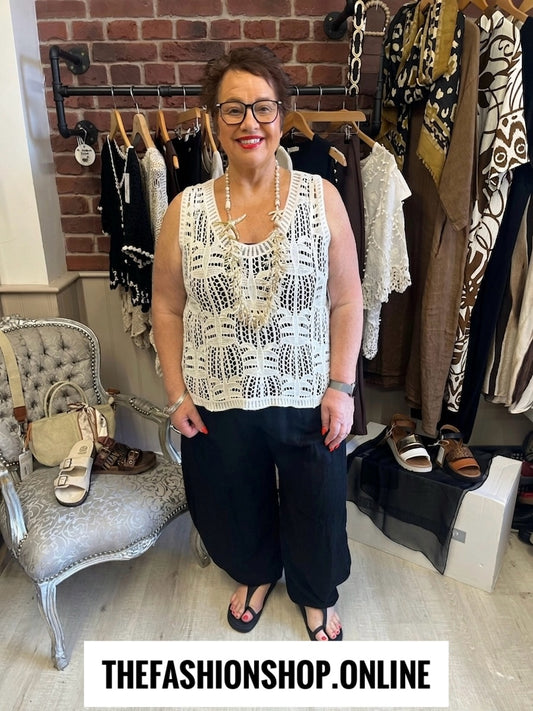 Ava cream crochet sleeveless top 10-18