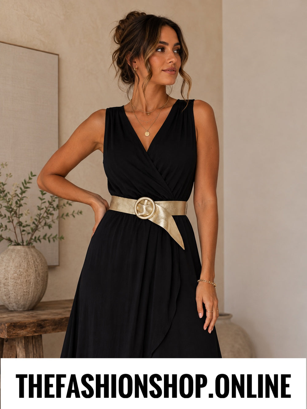 Gold leather belt
