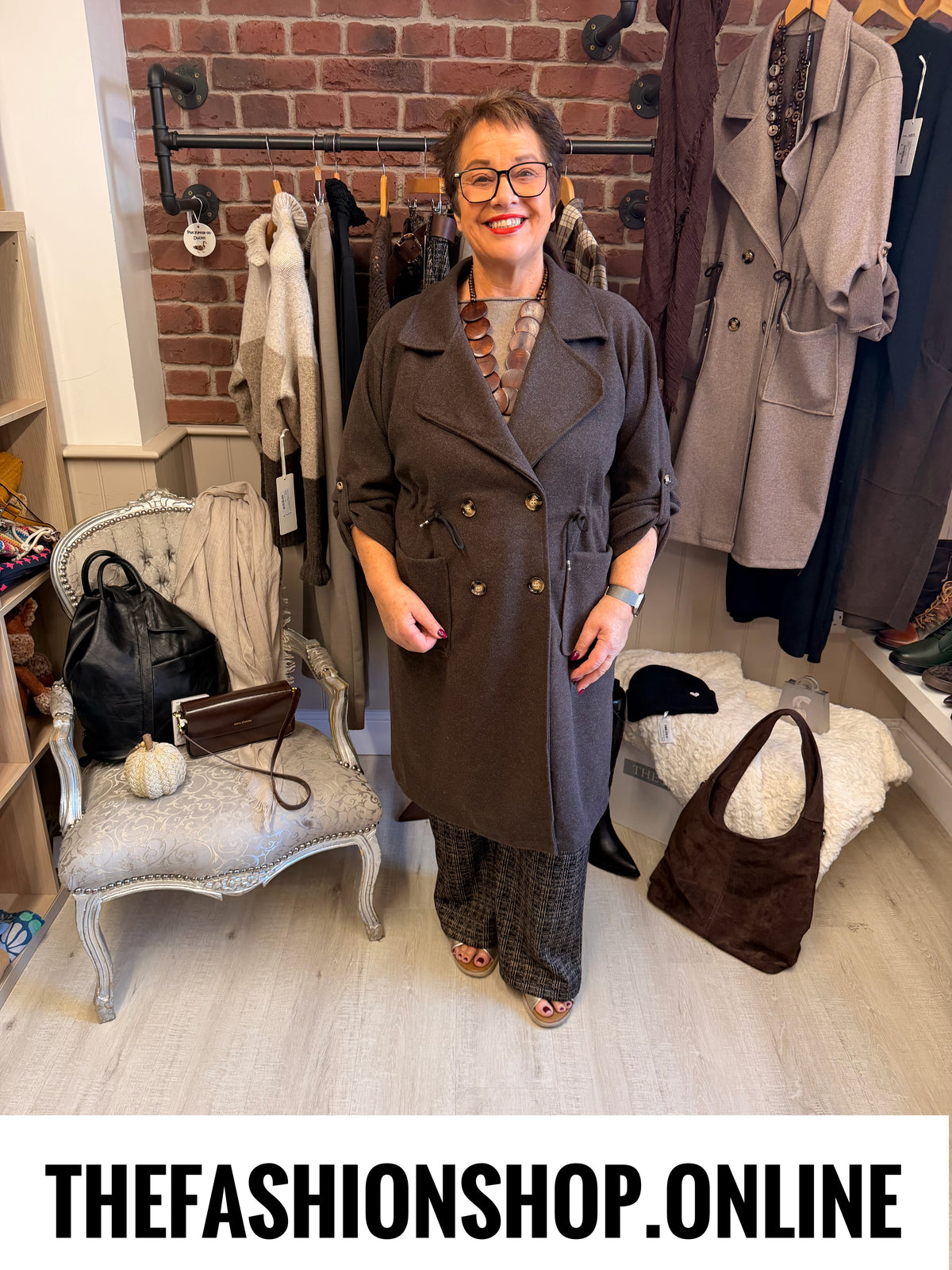 Finley brown double breasted coat 12-16