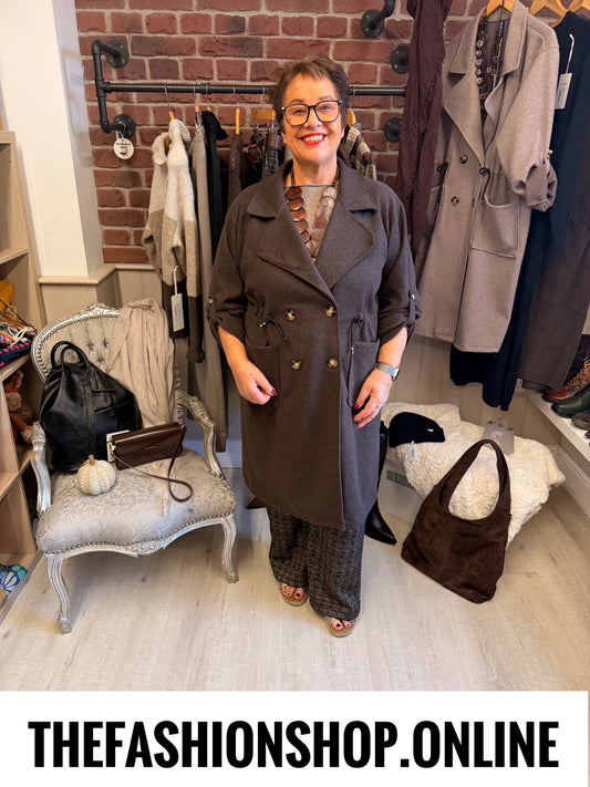 Finley brown double breasted coat 12-16