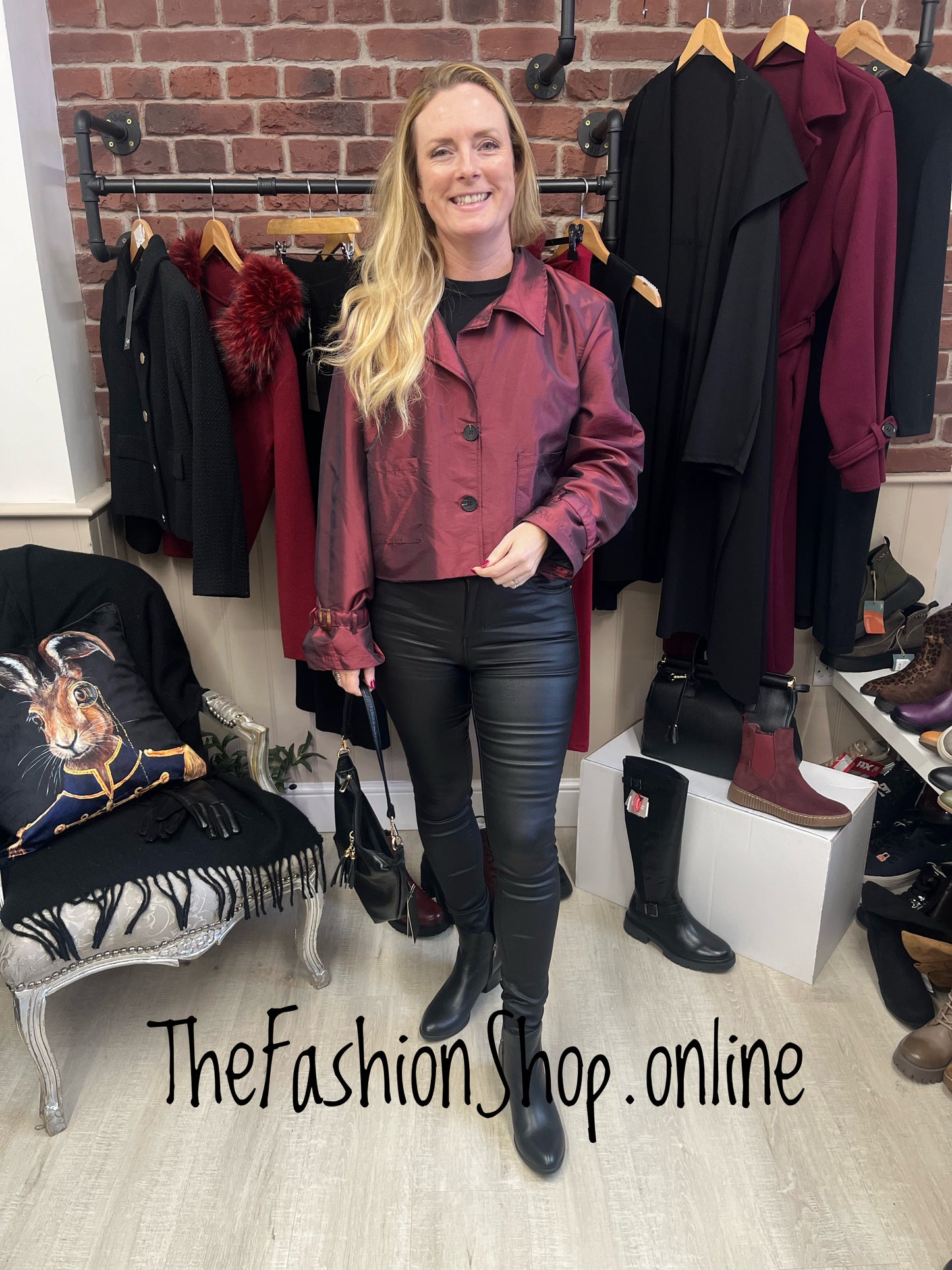 Ava wine taffeta jacket 8-16