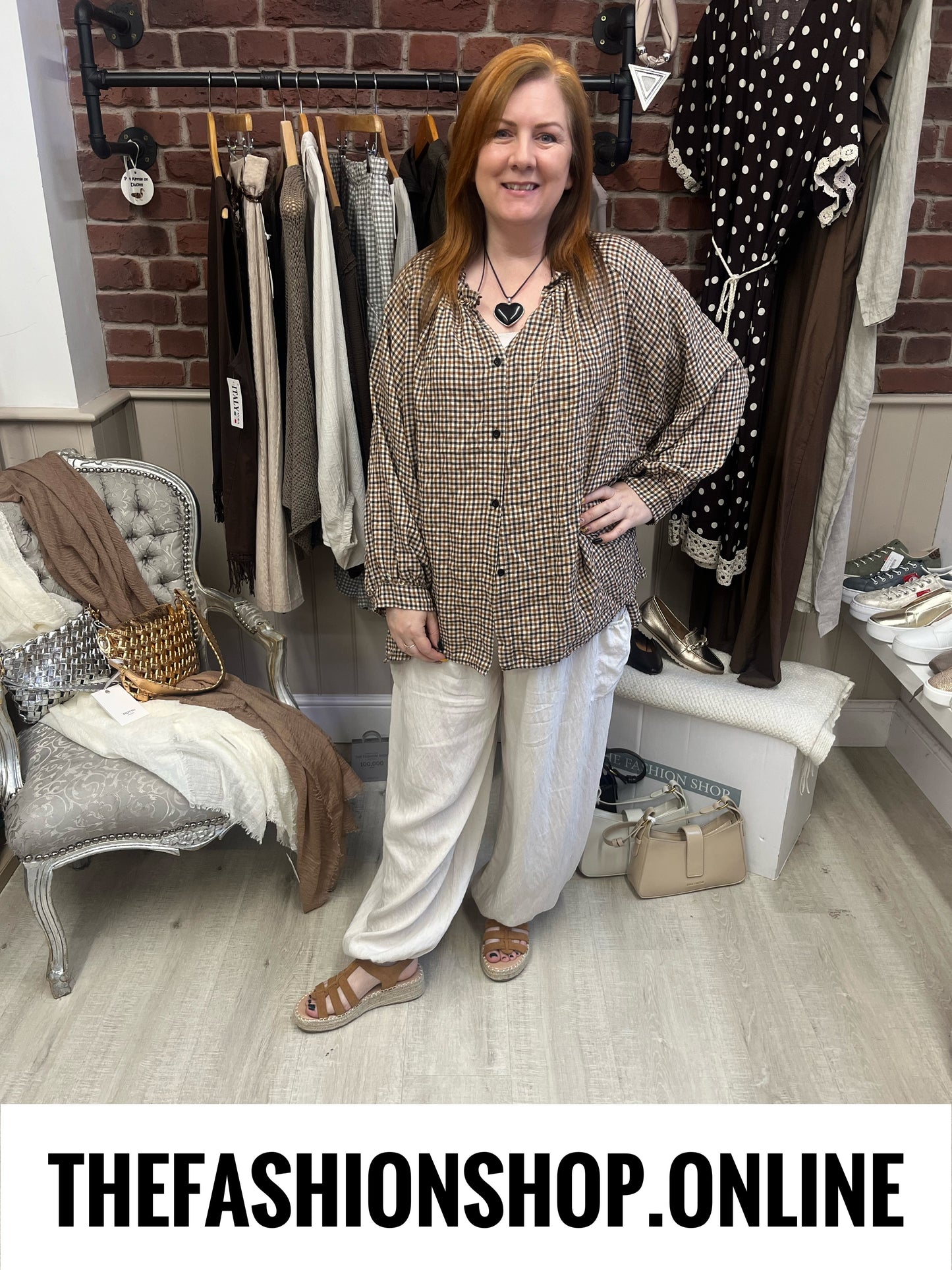 Emily camel gingham shirt 12-20
