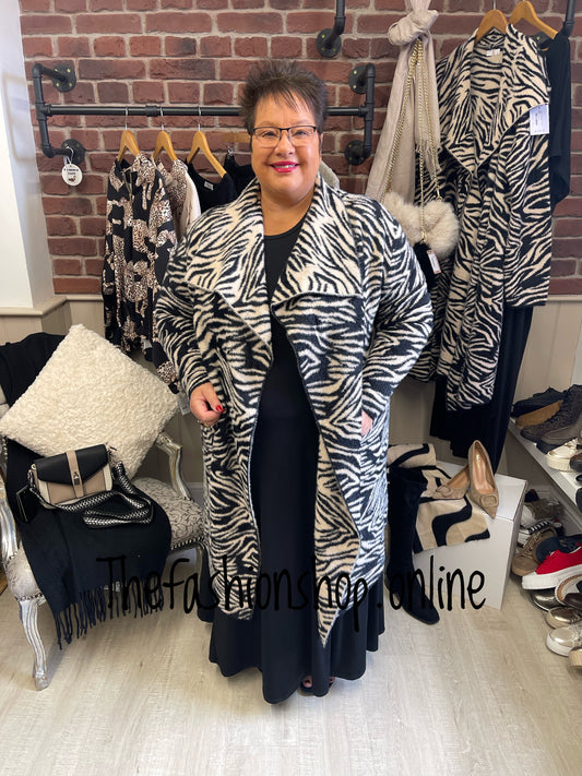 Victoria zebra brushed waterfall coatigan - free size